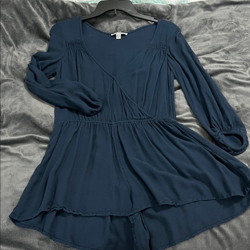 American Eagle Outfitters Navy Long Sleeve Romper